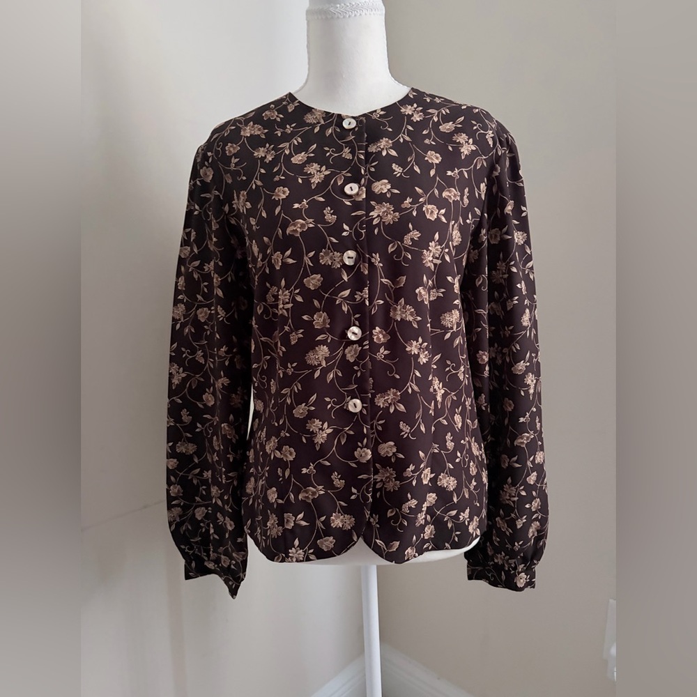 VTG Liz Claiborne Collection Floral Button-Down Blouse - Size 4